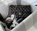 CHANEL Black Quilted Leather Shoulder Bag with Gold Chain