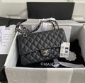 CHANEL Black Quilted Caviar
Leather Shoulder Bag with Silver Hardware